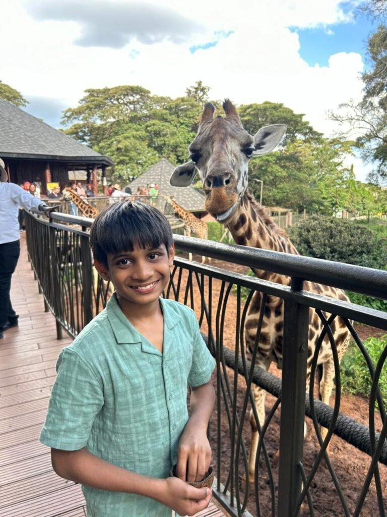 Safari Lab guest at the Giraffe Centre in Nairobi