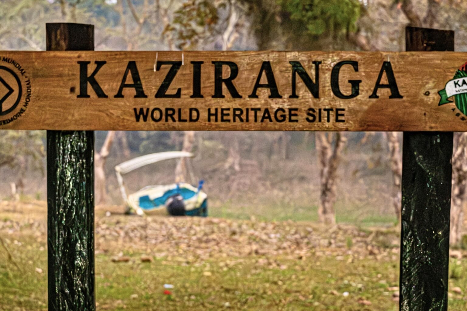 Kaziranga nameplate identifying the protected landscape
